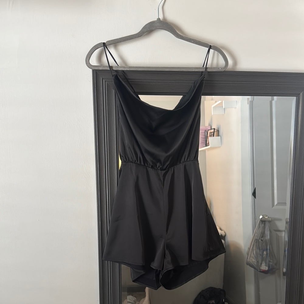 Black Satin Romper